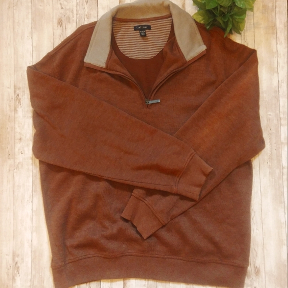 Van Heusen men's XL tan jacket 1/4 zip (J2)